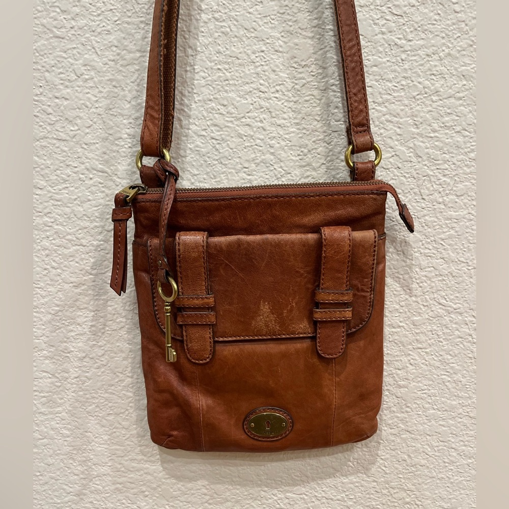 Fossil Brown Leather Crossbody Bag